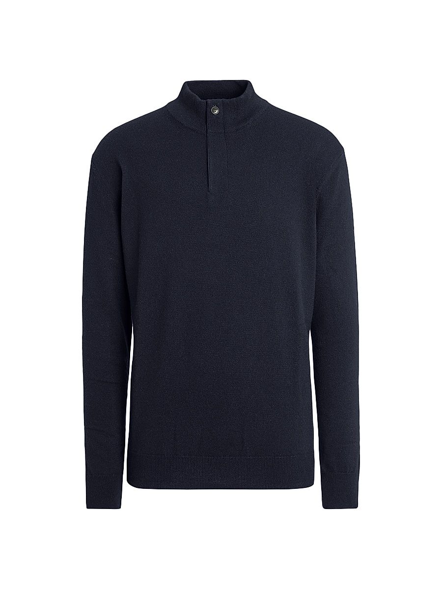 Men's Oasi Cashmere Sweater - Navy Blue Melange - Size 50