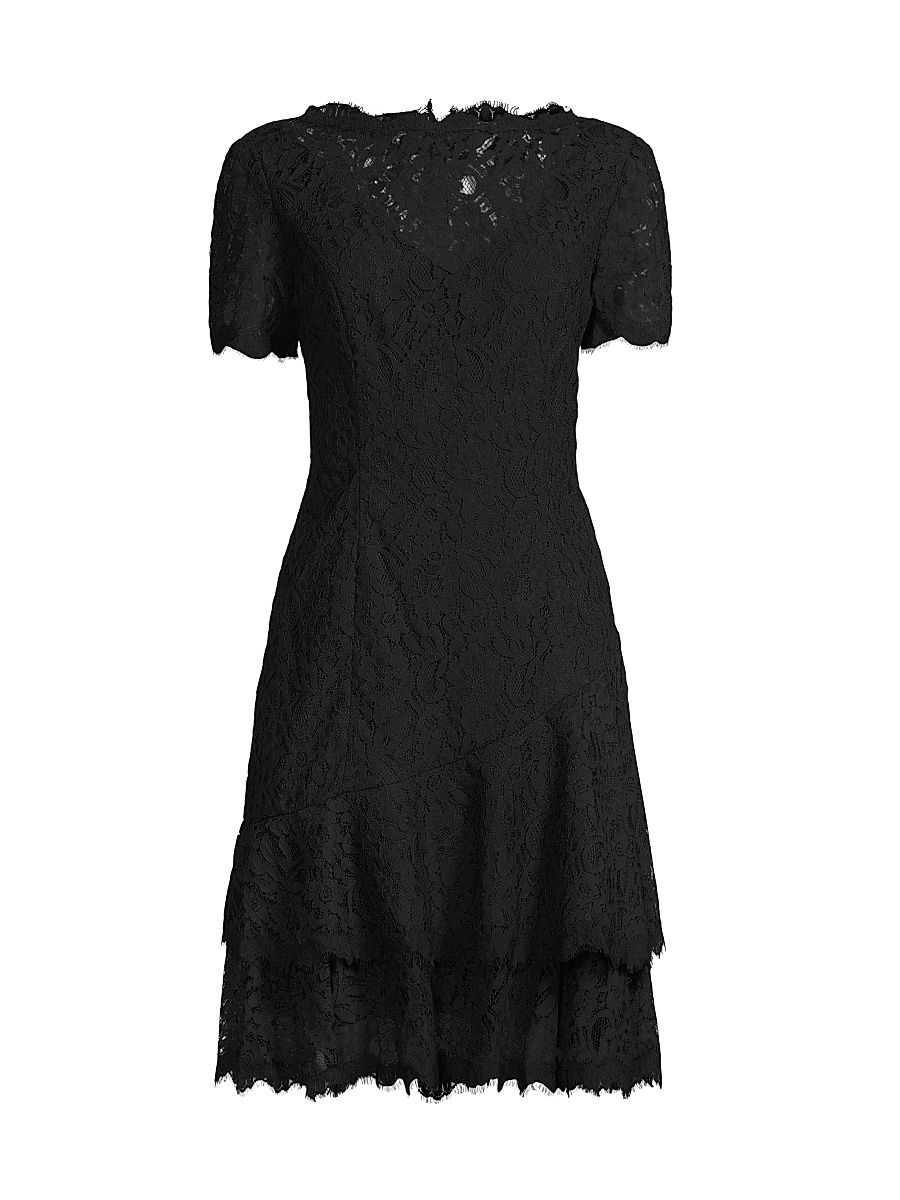 Women's Floral Lace Dress - Black - Size 6