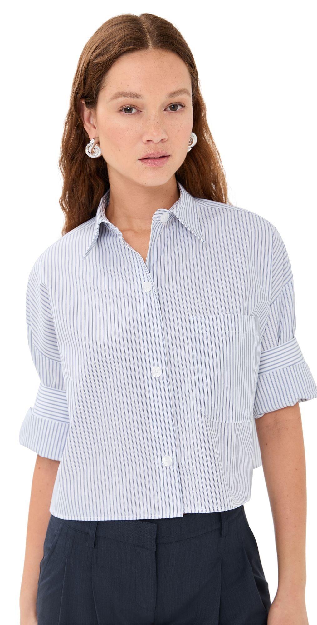 TWP Next Ex Button Down Shirt White/Midnight M/L