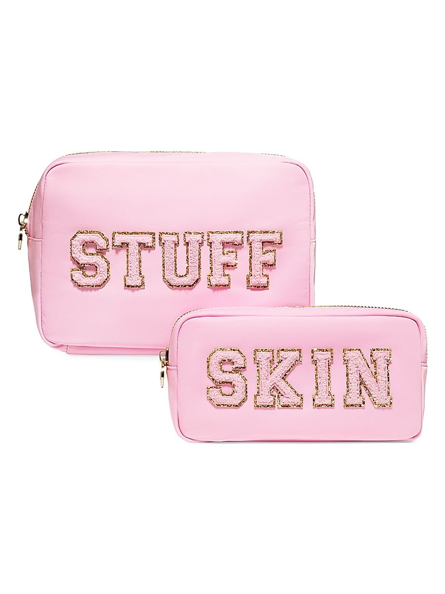 Women's 2-Piece Flamingo Appliquéd Nylon Pouch Set - Flamingo