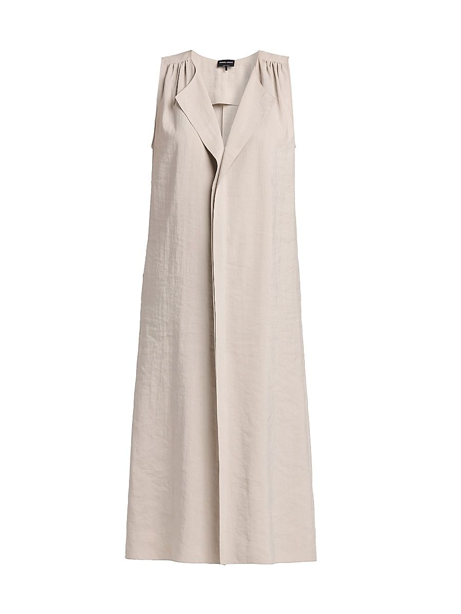 Women's Silk-Blend Center-Seam Midi-Dress - Solid Light Pastel Grey - Size 14