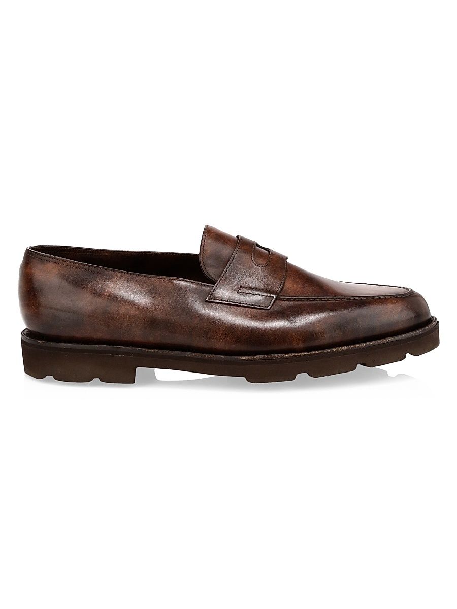 Men's Lopez Leather Loafers - Dark Brown - Size 10.5