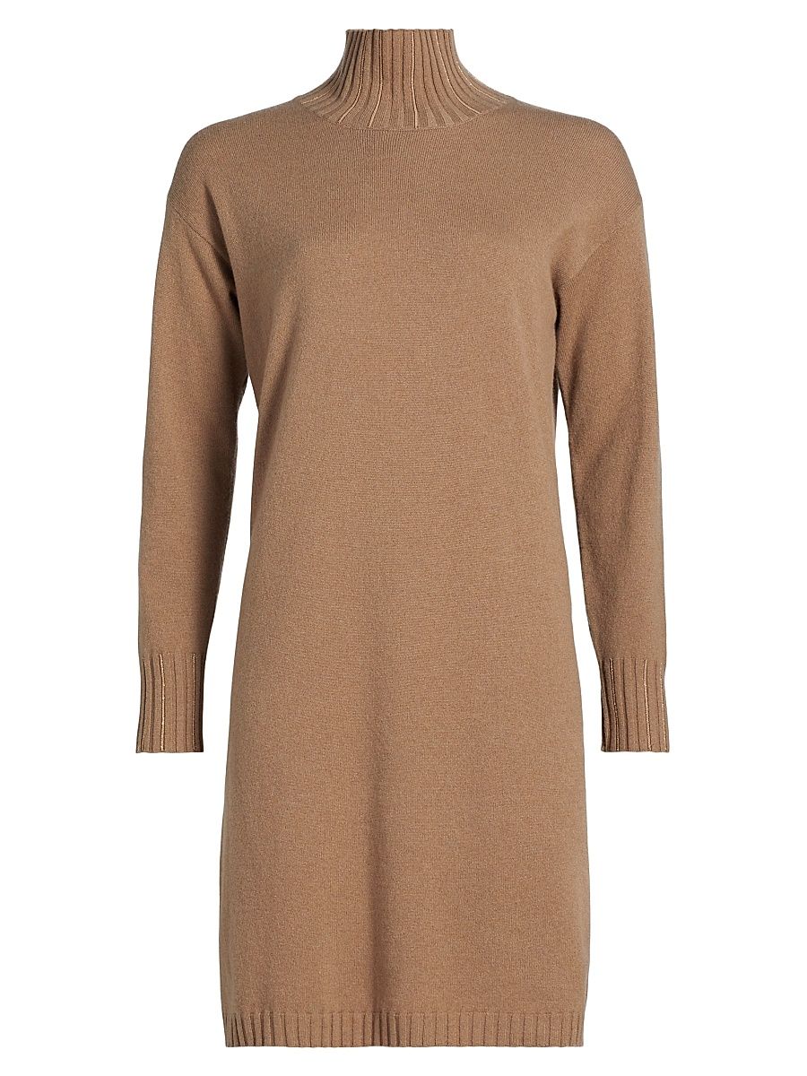 Women's Turtlneck Wool-Blend Sweaterdress - Corteccia - Size 4