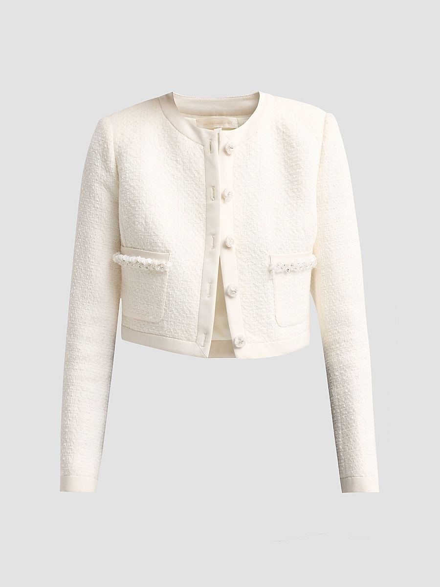 Women's Alphie Bouclé Tweed Jacket - Ivory Mist - Size 4