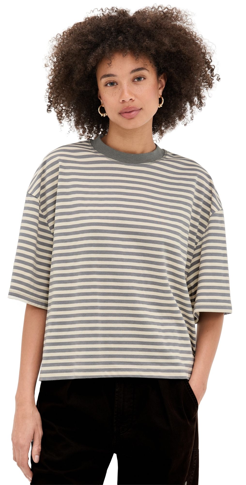 Lioness Bloom Short Sleeve Tee Ash Stripe L