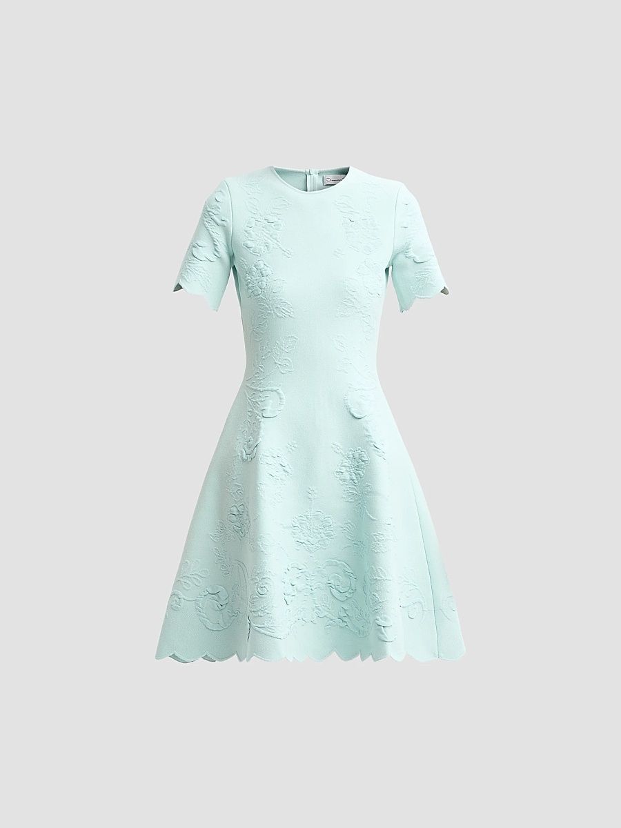 Women's Tonal Hibiscus Circle Artwork Knit Dress - Saltwater - Size XL