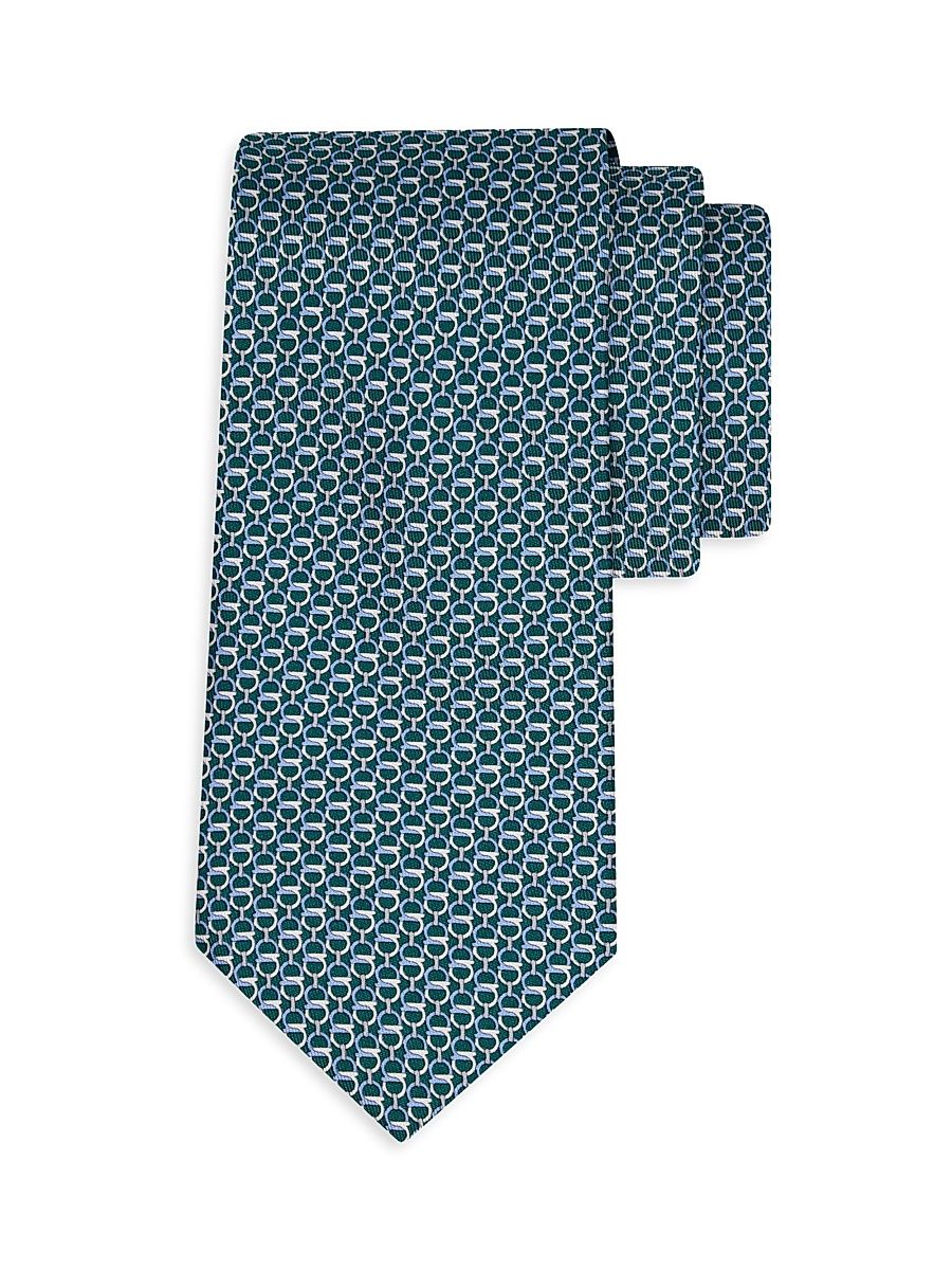 Men's Gancini Silk Tie - Verde