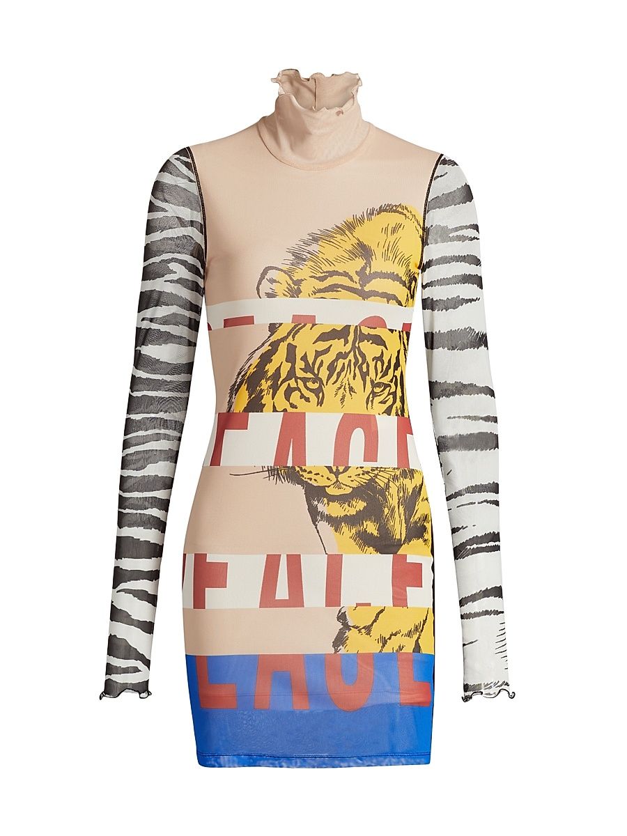 Women's Mixed Print Minidress - Multi Only One Colour - Size 10