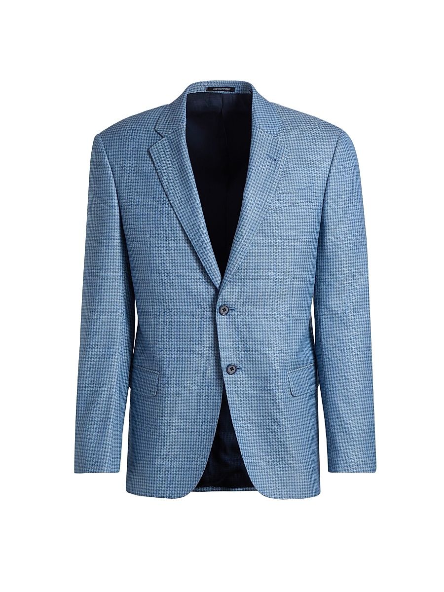 Men's Textured Houndstooth Sport Coat - Light Blue - Size 46