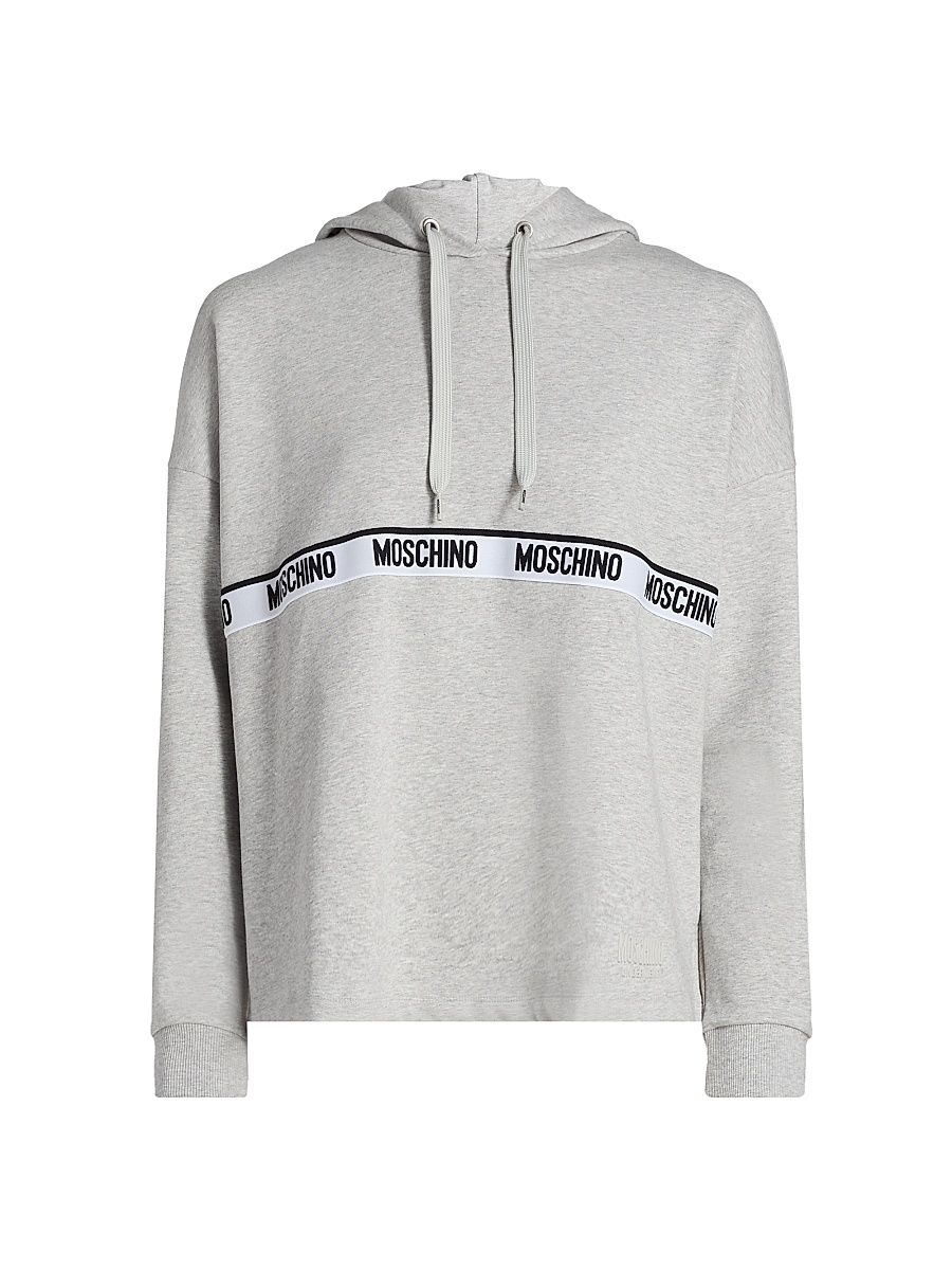 Women's Moschino Intimo Donna Logo Stretch-Cotton Hoodie - Grey - Size Medium