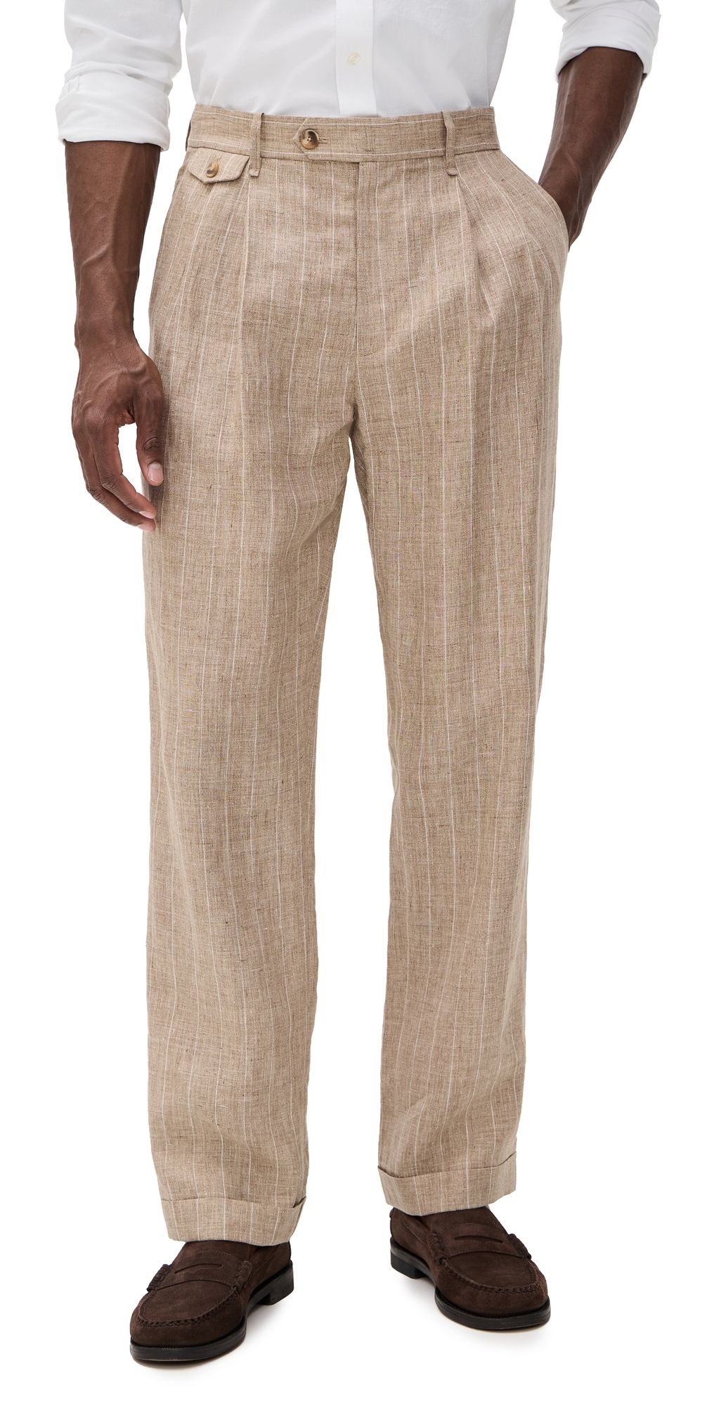 SIMKHAI Jacob Pleated Linen Pants Rose 34