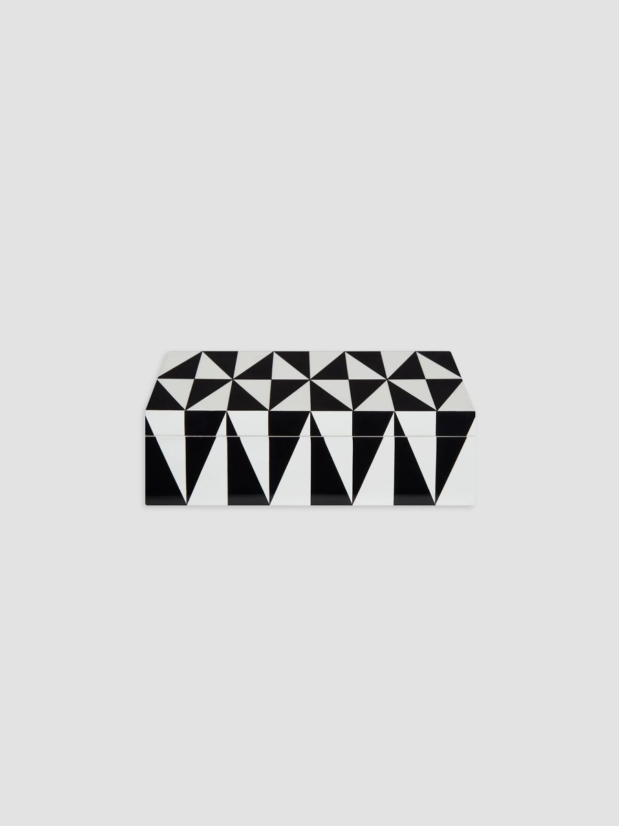 Jonathan Adler Medium Op Art Lacquer Box - Black White