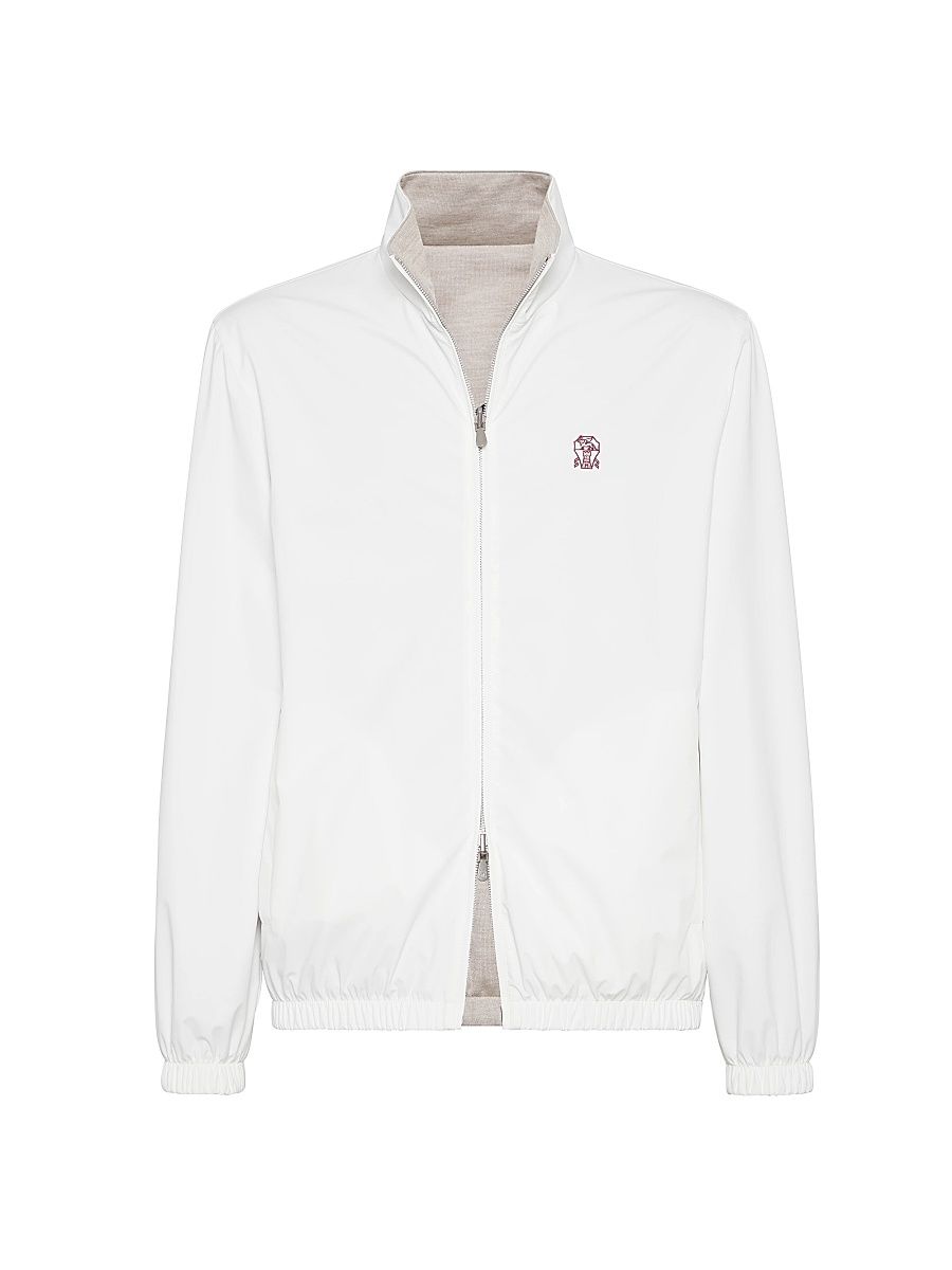 Men's Bonded Nylon Reversible Outerwear Jacket with Logo - White - Size XXL