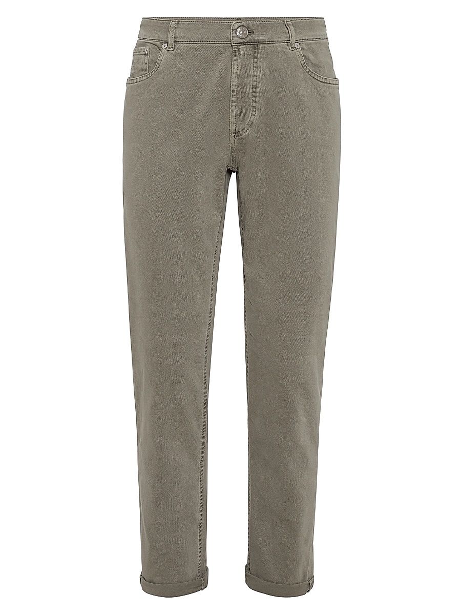 Men's Five Pocket Trousers in Comfort Cotton Lightweight Denim - Khaki - Size 52