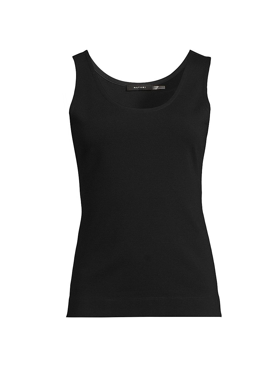 Women's Scoopneck Compact Knit Tank - Black - Size Large