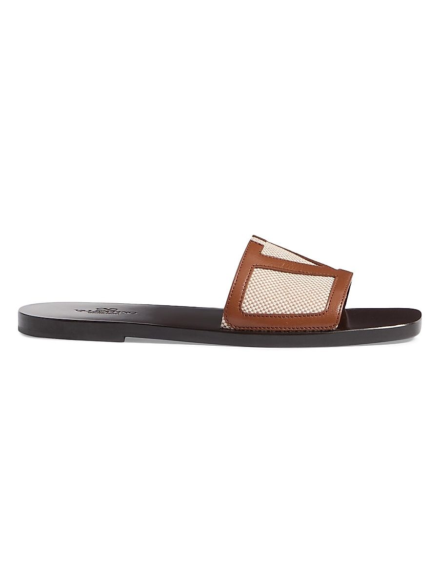 Men's Viva Superstar Slide Sandals in Canvas and Nappa - Natural Tobacco - Size 7