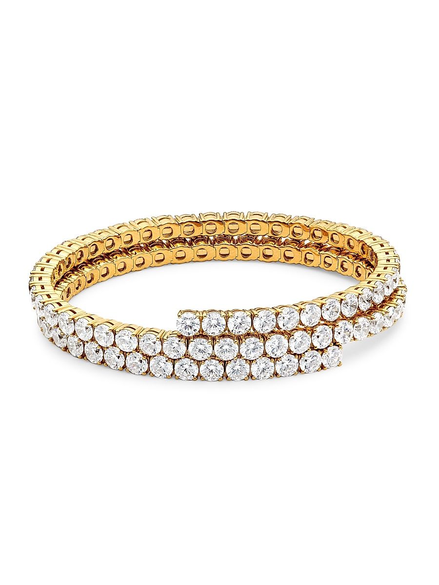 Women's Bubbly 18K-Gold-Plated & Cubic Zirconia Wrap Bracelet - Gold Crystal
