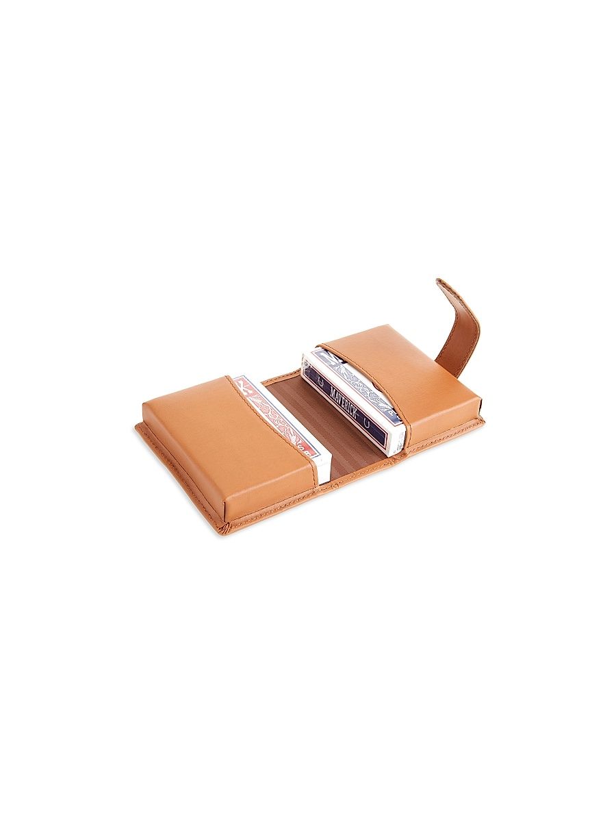 Playing Cards & Leather Case - Brown