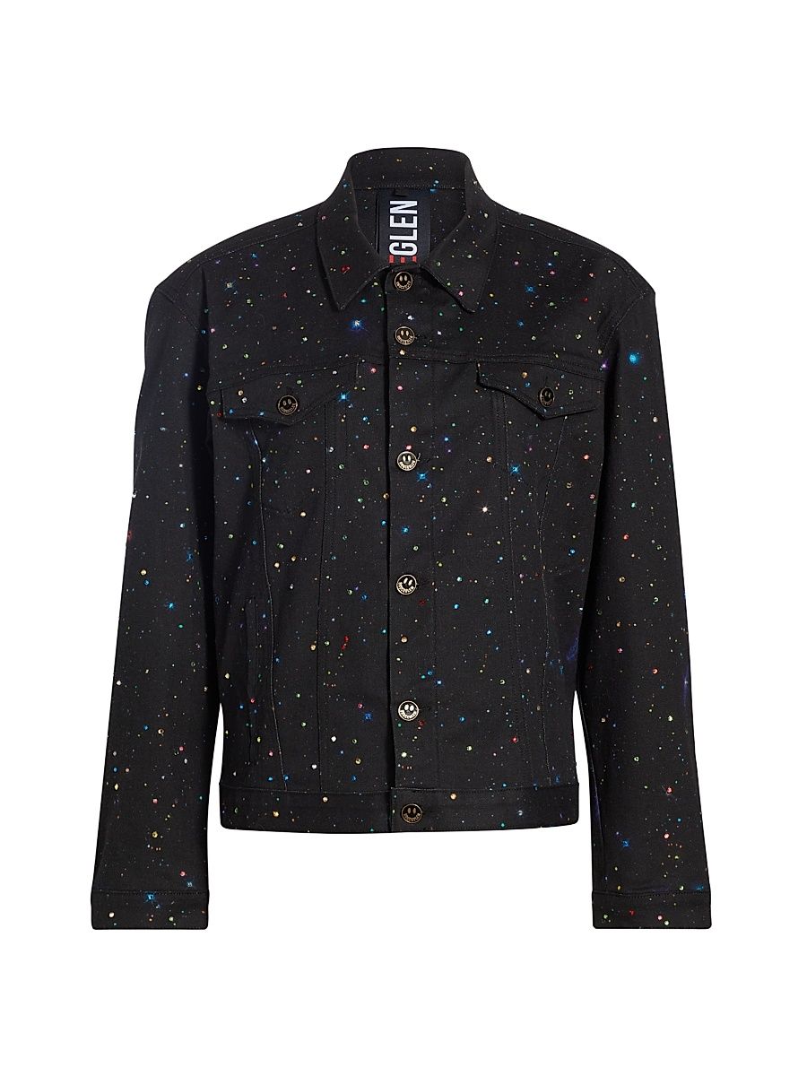 Women's Cosmo Printed Denim Jacket - Black - Size Medium
