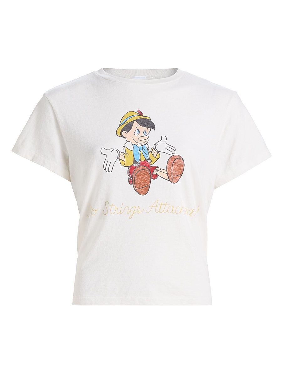 Women's Pinocchio Cotton-Blend Crewneck T-Shirt - Vintage White - Size XL