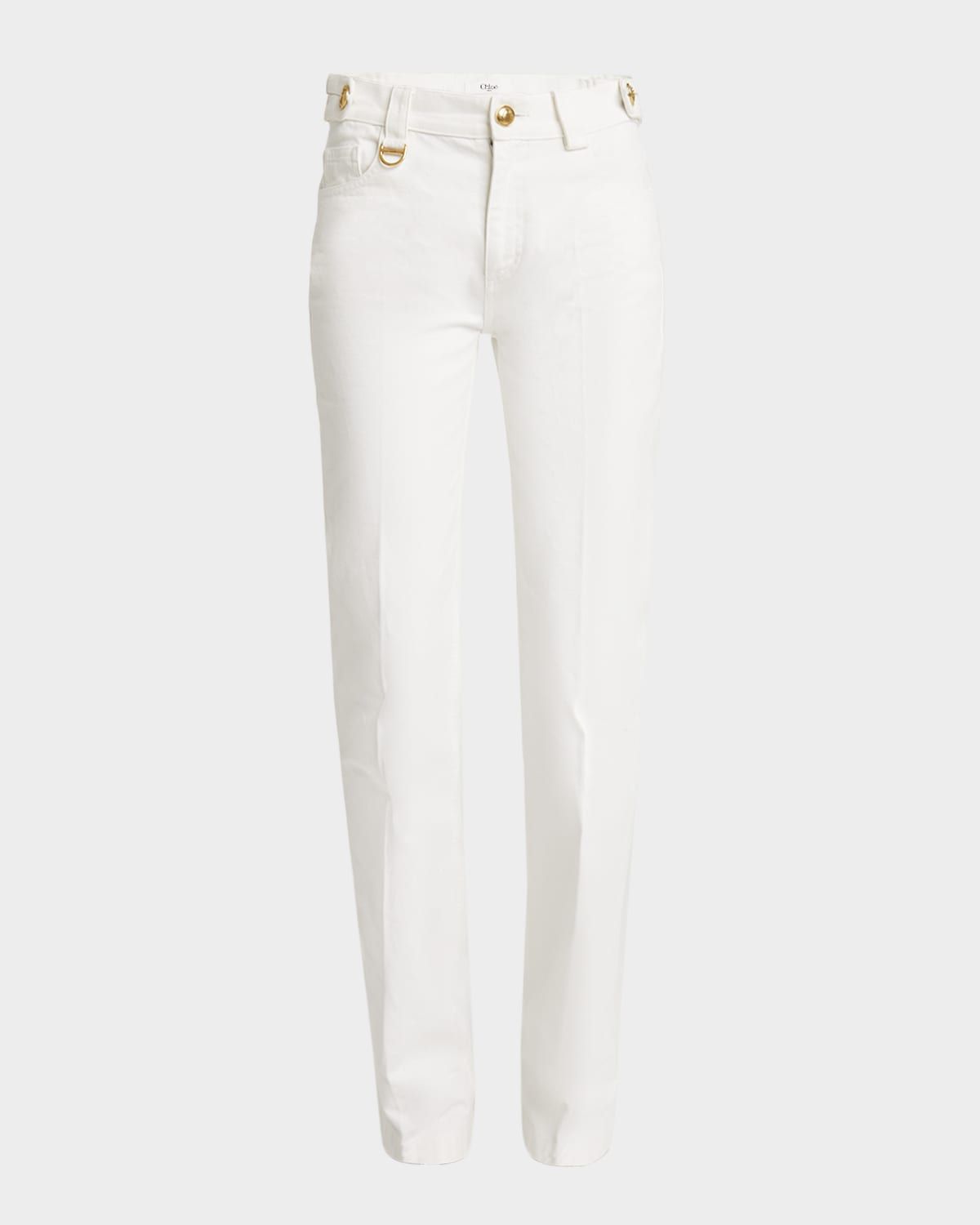 Mid-Rise Straight-Leg Denim Trousers