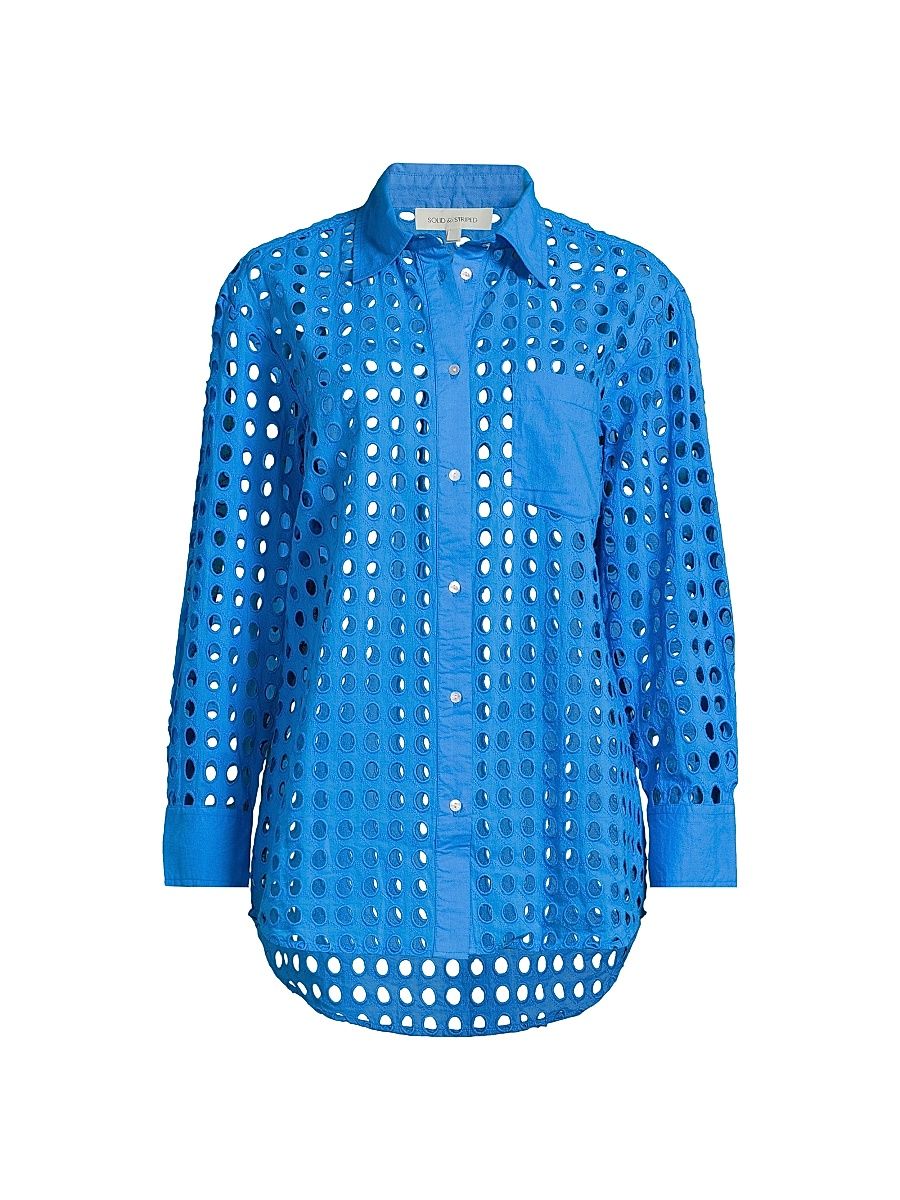 Women's The Oxford Eyelet Shirt - Cosmic Blue - Size XL