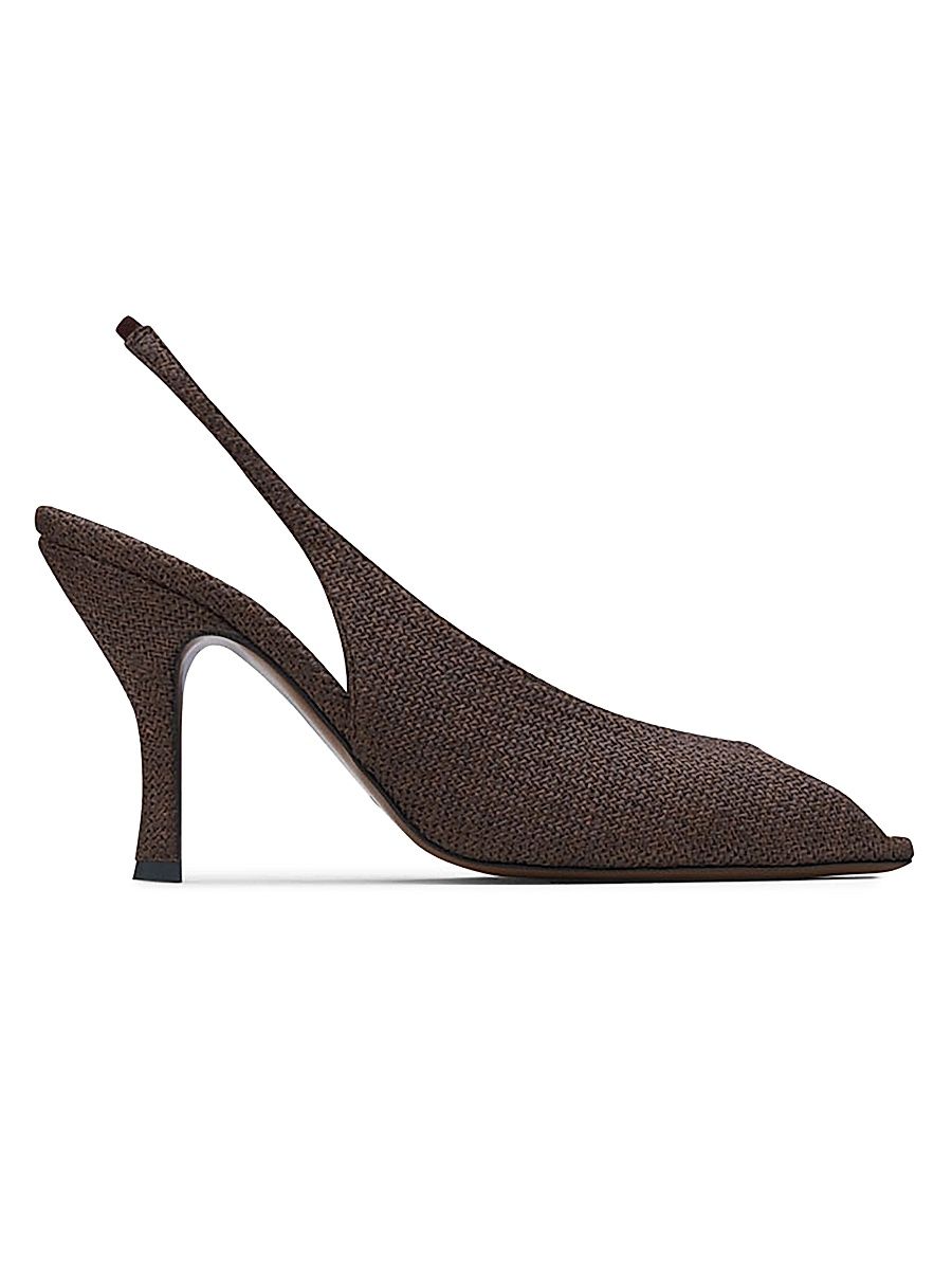 Women's Hamal 85MM Raffia Slingback Pumps - Dark Chocolate - Size 11