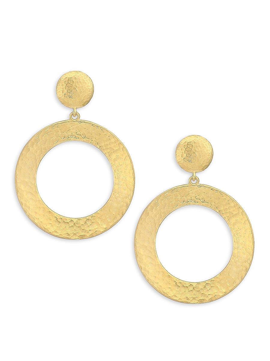 Women's Hourglass 24K Gold Vermeil Drop-Hoop Earrings - Yellow Gold