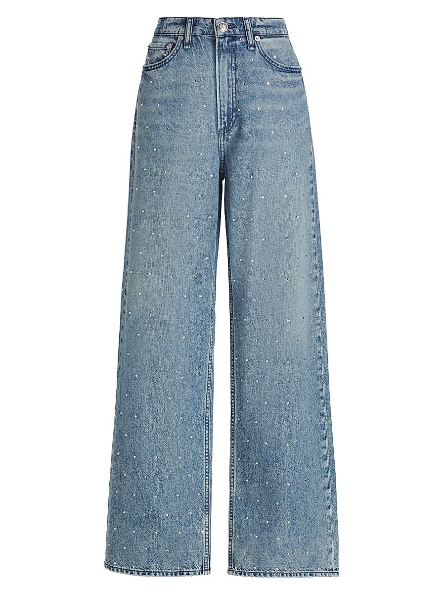 Women's Logan Rhinestone Featherweight Wide-Leg Jeans - Margo Jewel - Size 27