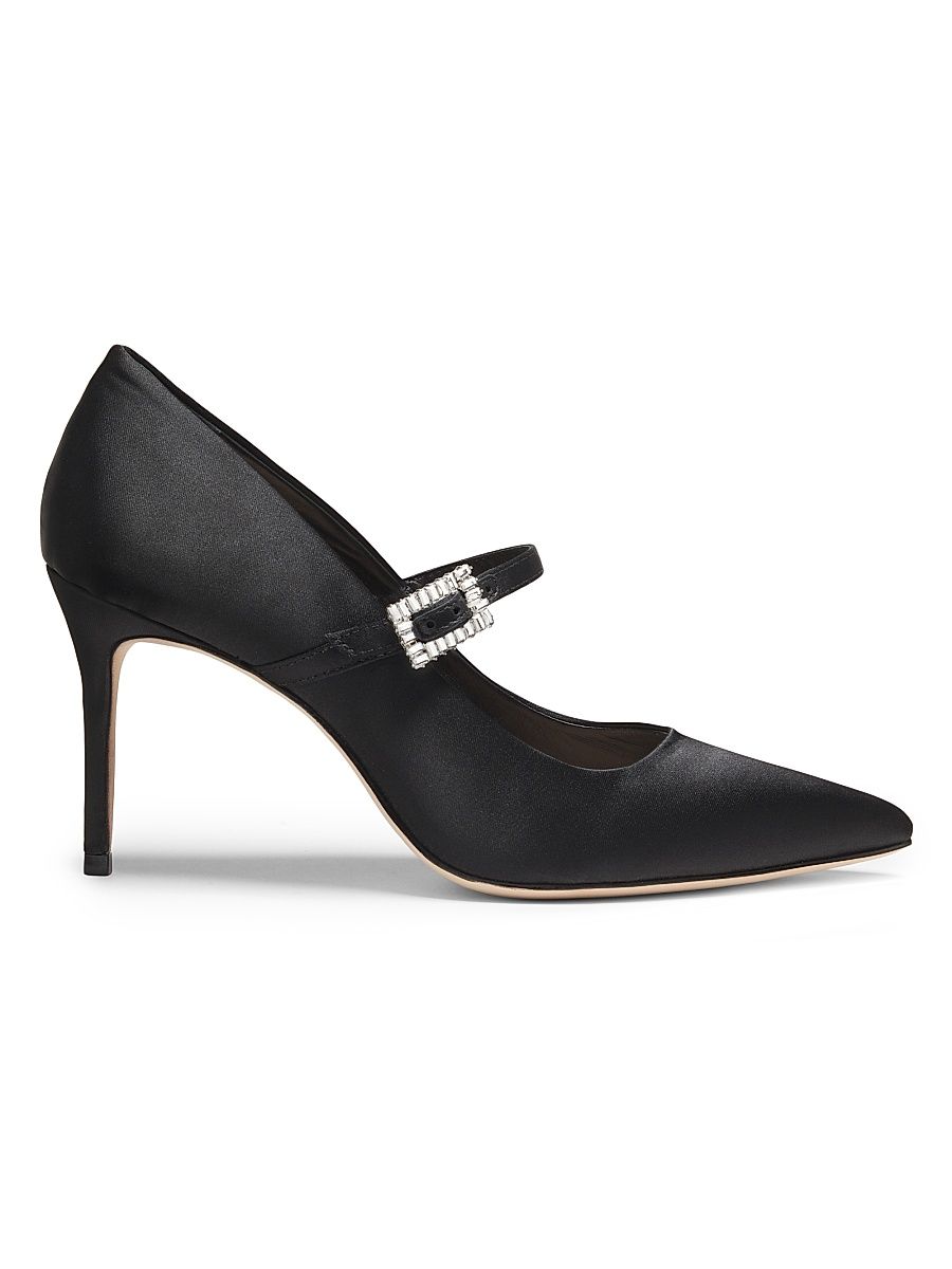 Women's Satin 90MM Pumps - Black - Size 11