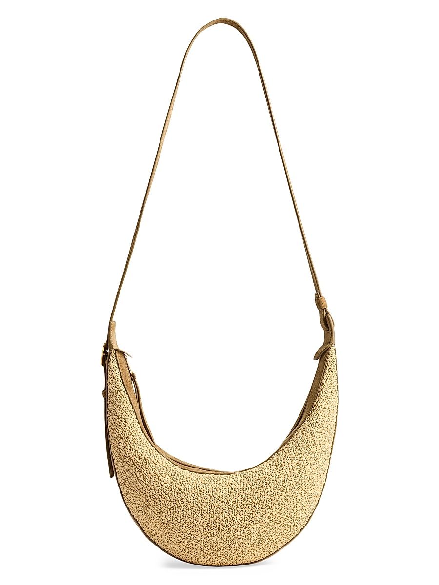 Women's Augustina Small Raffia & Suede Crossbody Bag - Wheat Natural