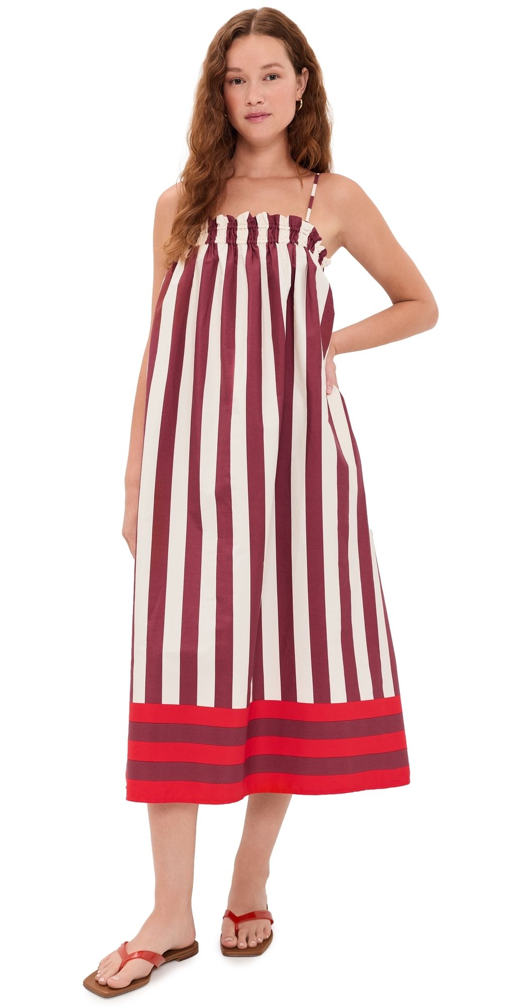 Madewell Knox Stripe Midi Dress Stripe Mix Border Dusty Merlot S