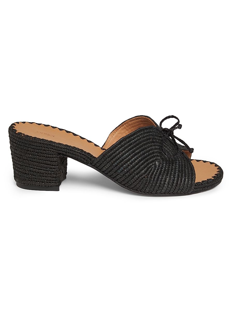 Women's Odett 45MM Bow-Detailed Woven Mules - Black - Size 10