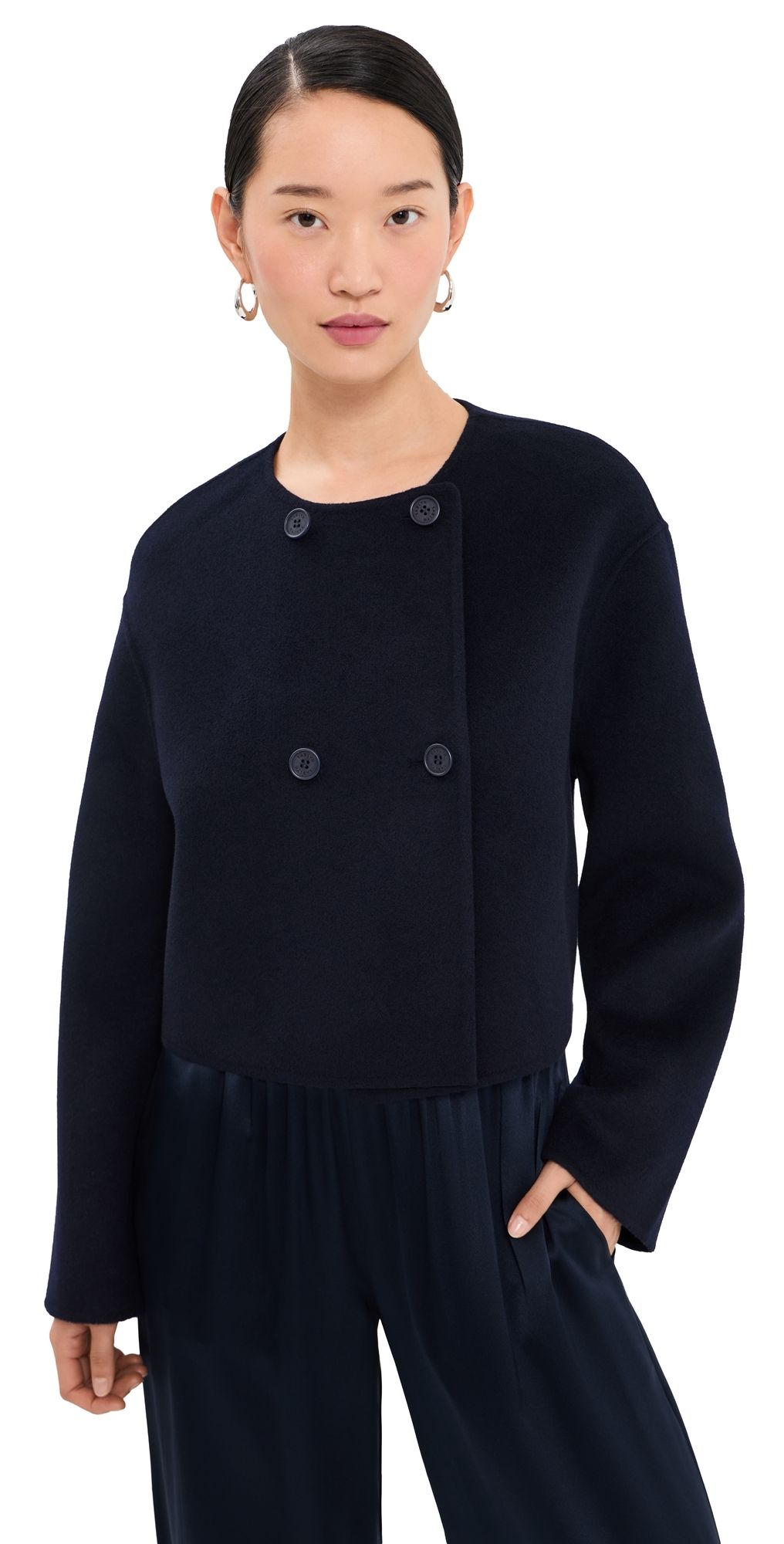 Sablyn Floren Cropped Double Breasted Jacket Midnight Navy M