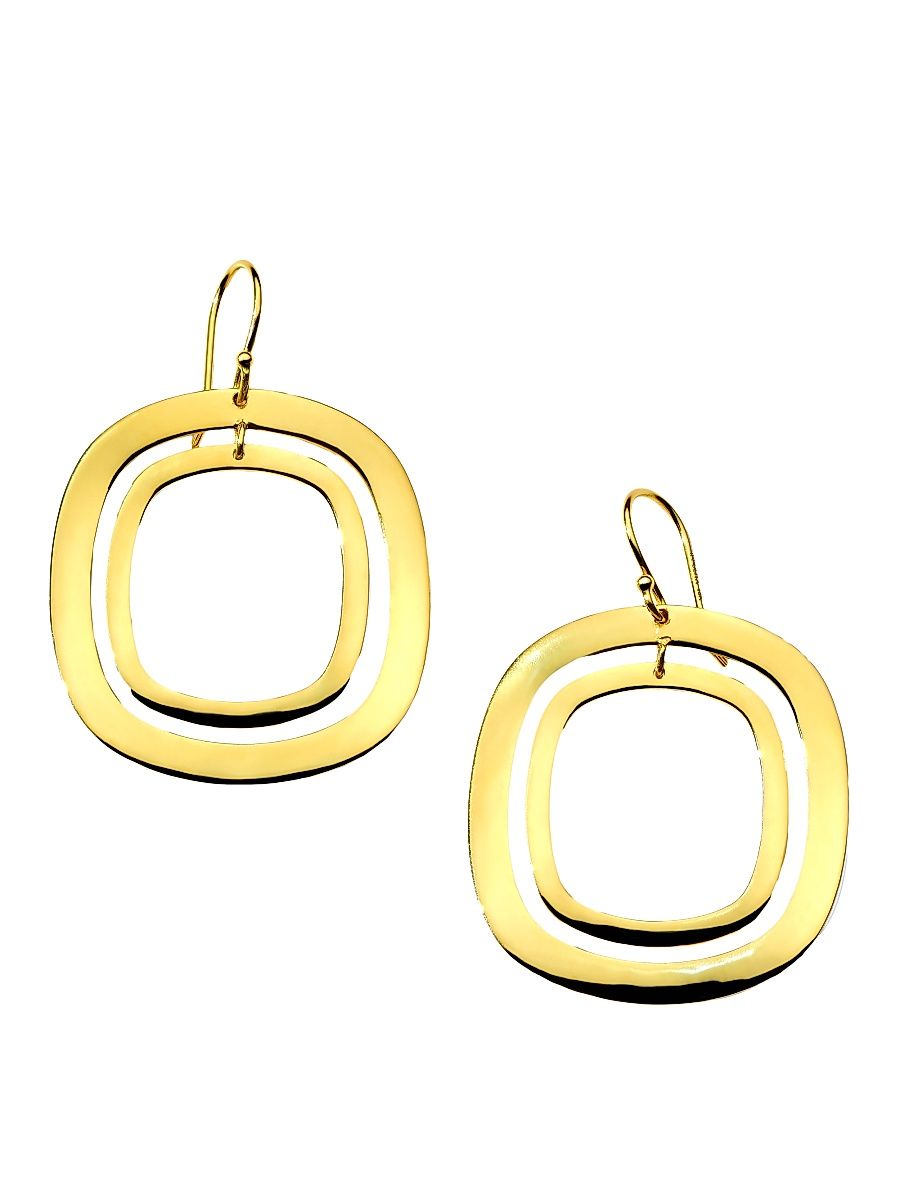 Women's Classico 18K Yellow Gold Wavy Square Drop Earrings - Yellowgold