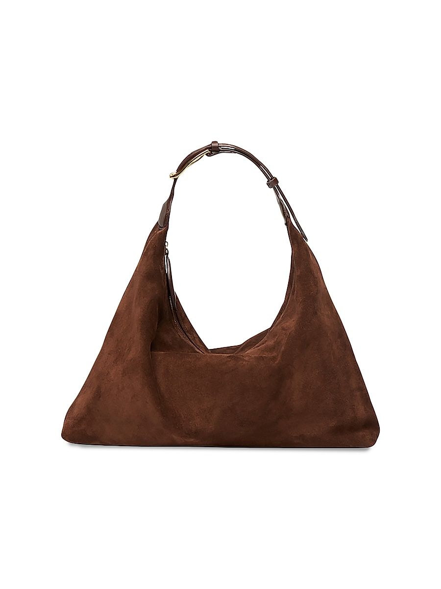 Women's Pillow Suede Shoulder Bag - Dark Brown