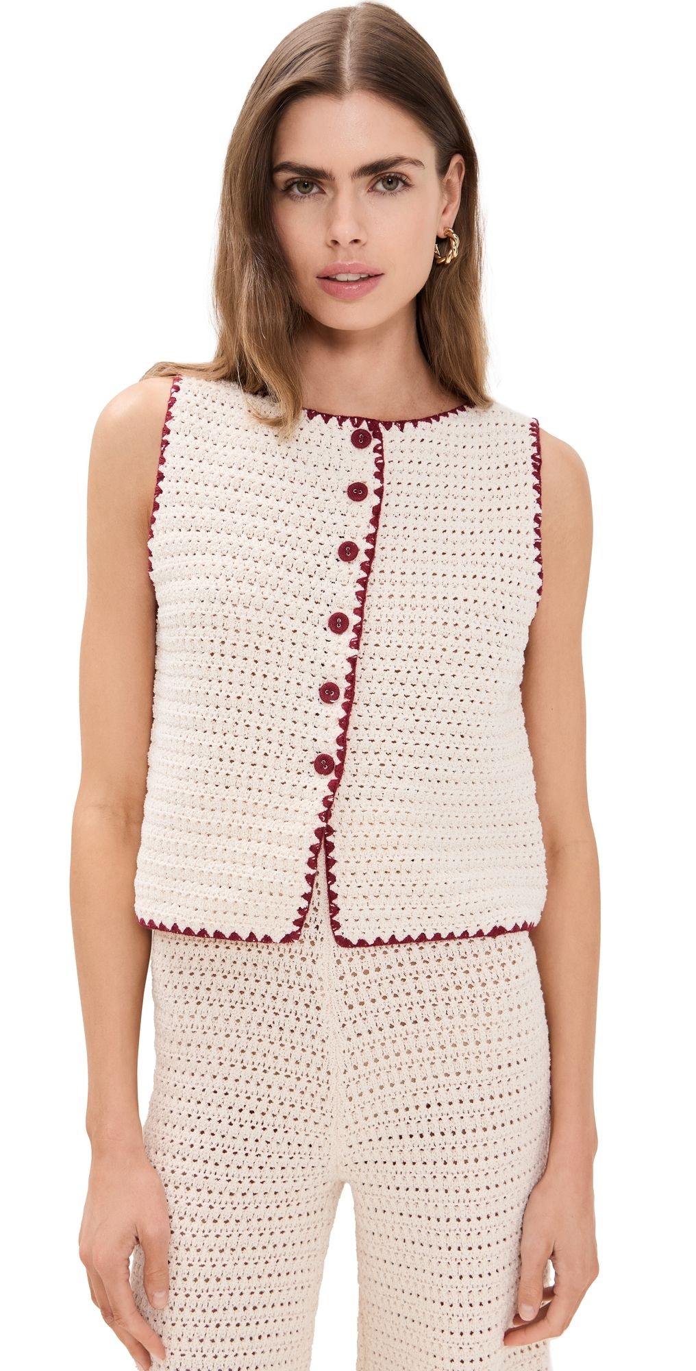 VRG GRL Stella Crochet Vest Cream XL