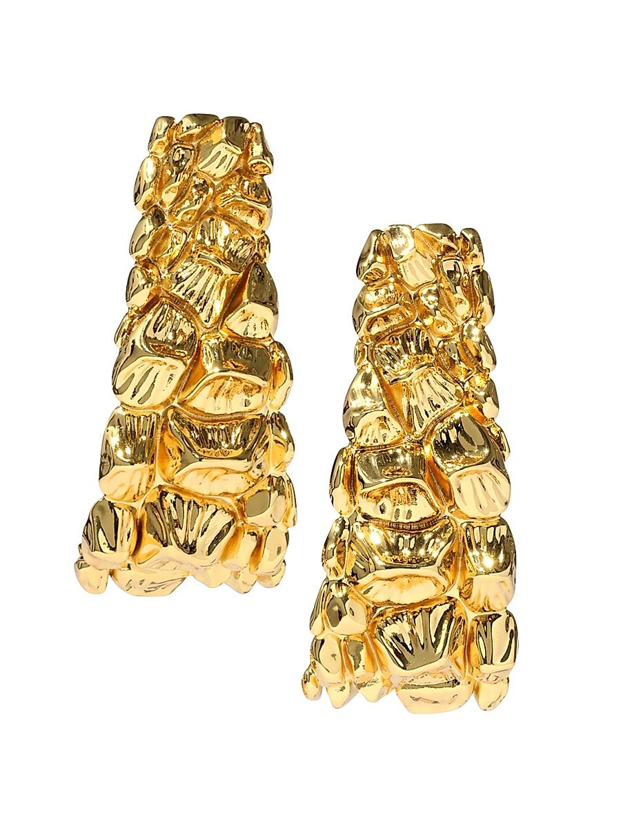 Women's Brut Croco 14K-Gold-Plated Hoops - Gold