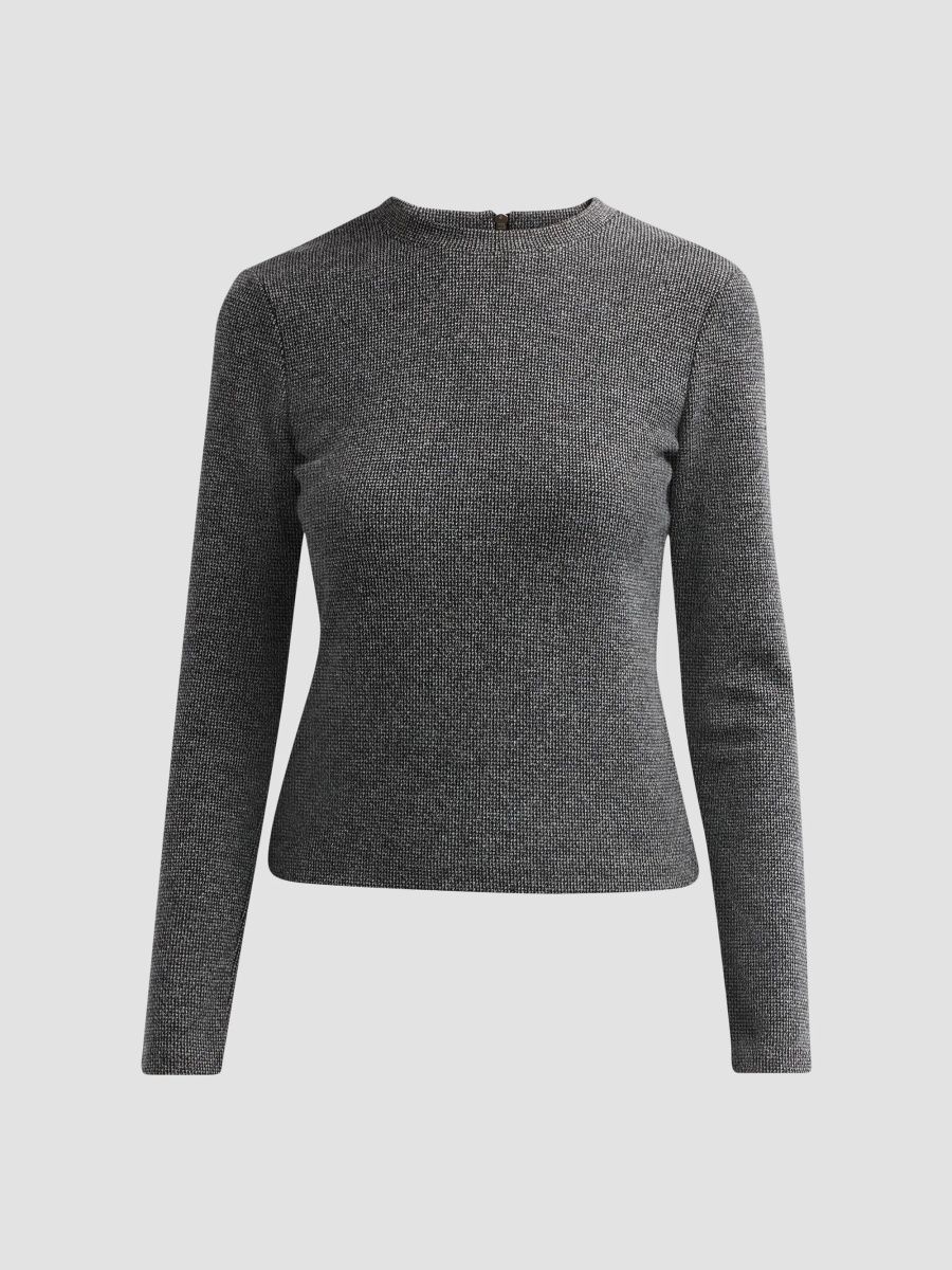 Vince Women's Micro-Houndstooth Cotton-Blend Top - Grey Combo - Size Large