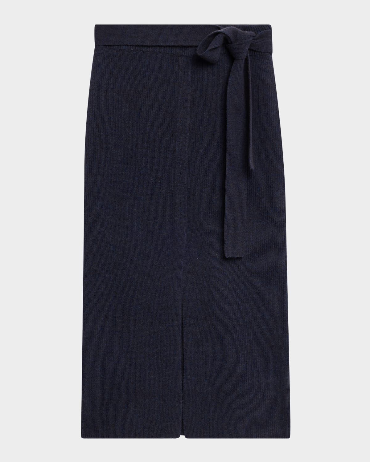 Long Wool Belted Midi Skirt