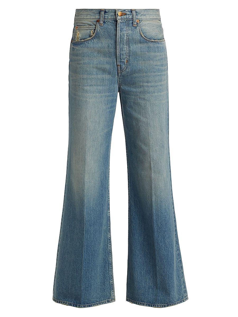 Women's Lax Mid-Rise Wide-Leg Jeans - Worn Indigo - Size 30