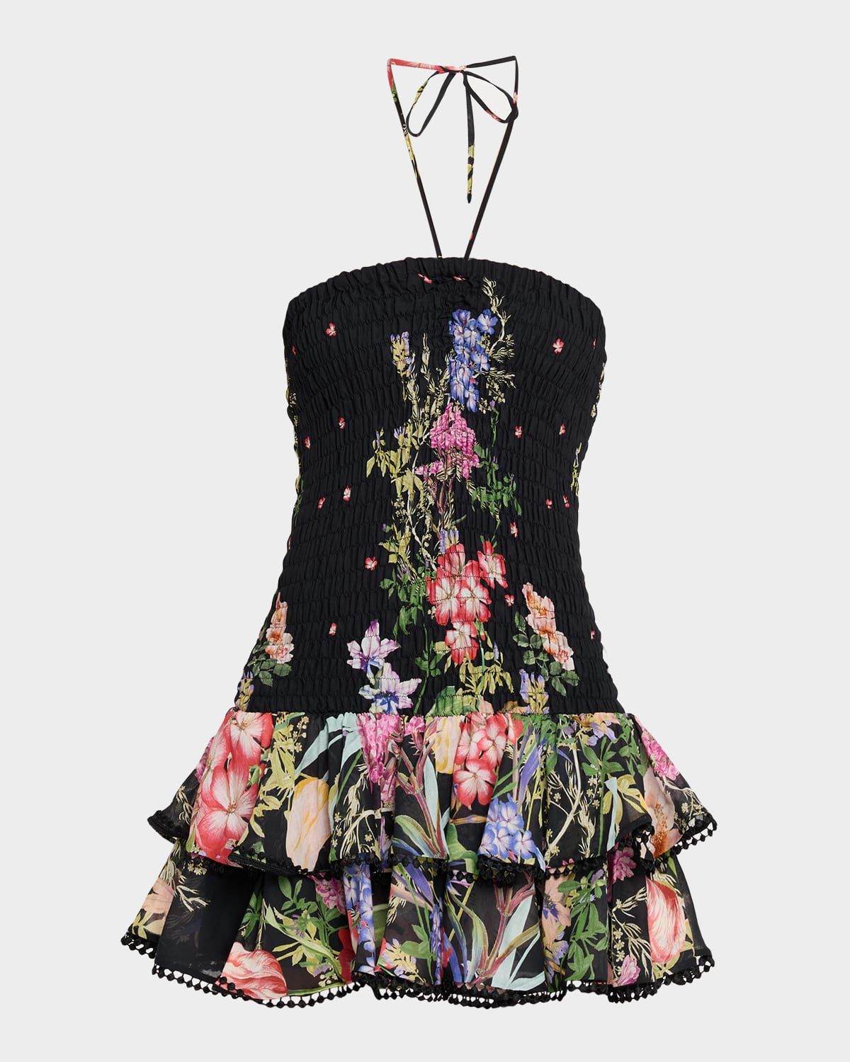 Cusia Smocked Drop-Waist Mini Dress