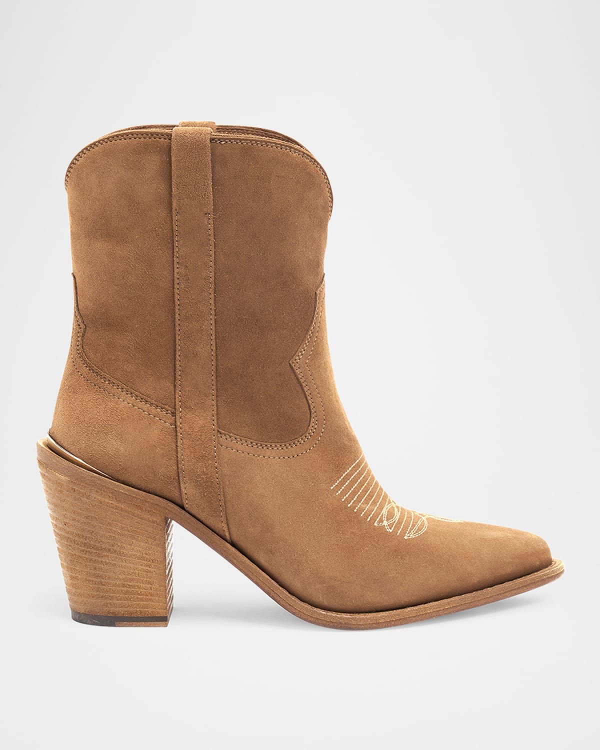 Leigh Anne Suede Western Ankle Booties