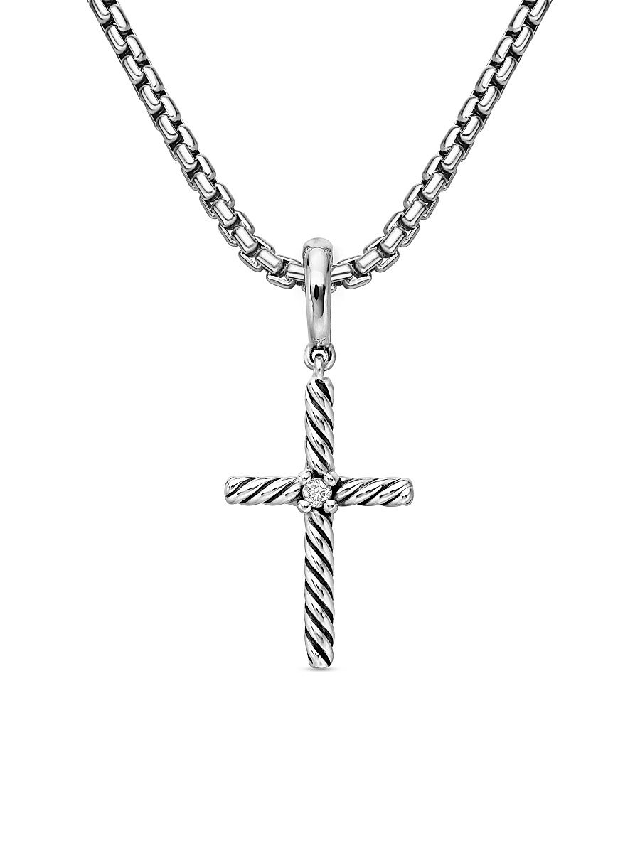 Women's Cable Classics Cross Pendant with Center Diamond - Sterling Silver