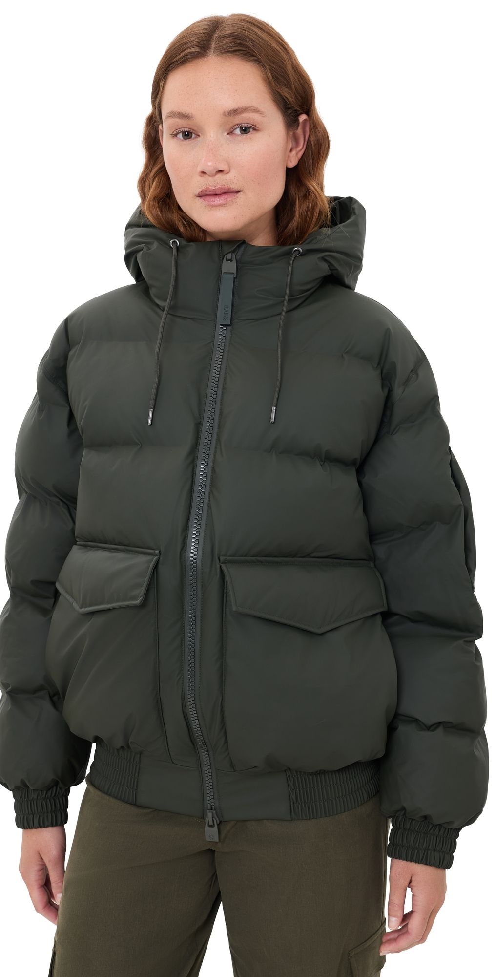 Rains Alta Bomber Puffer Jacket Green S