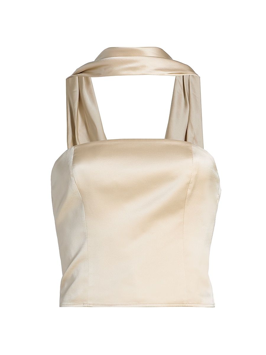 Women's Sallie Draped Silk Top - Almond - Size 6