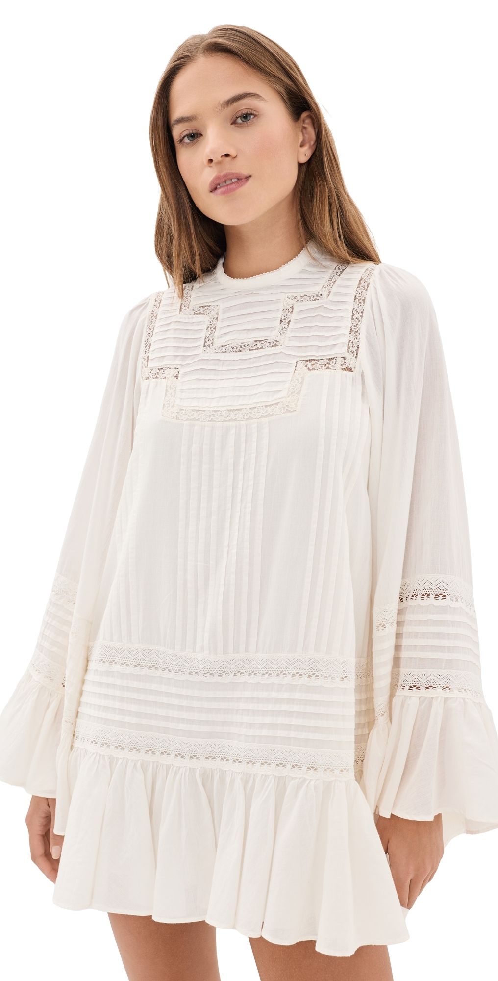 Free People Better Horizons Mini Dress Toasted Eggnog L