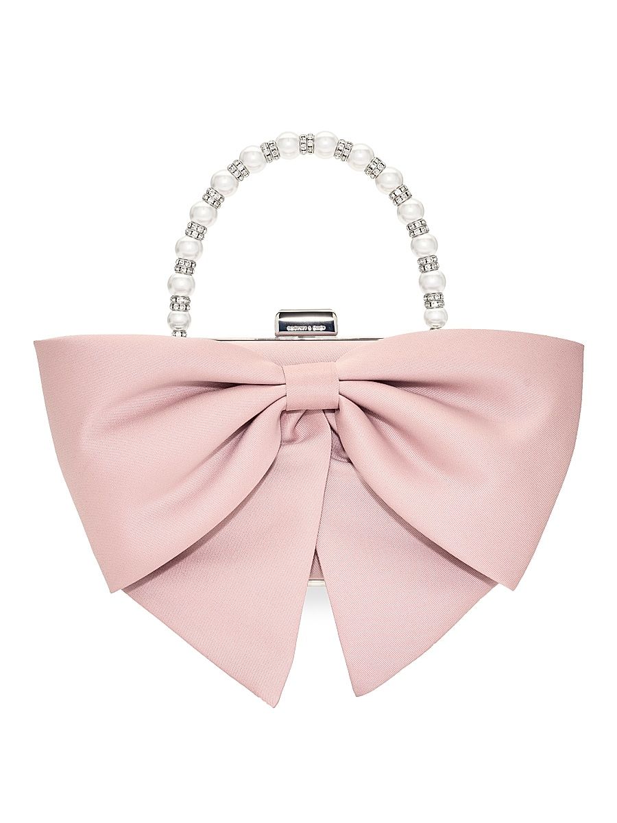 Women's Bubbly Crystal & Imitation Pearl-Embellished Bow Clutch - Rose Quartz