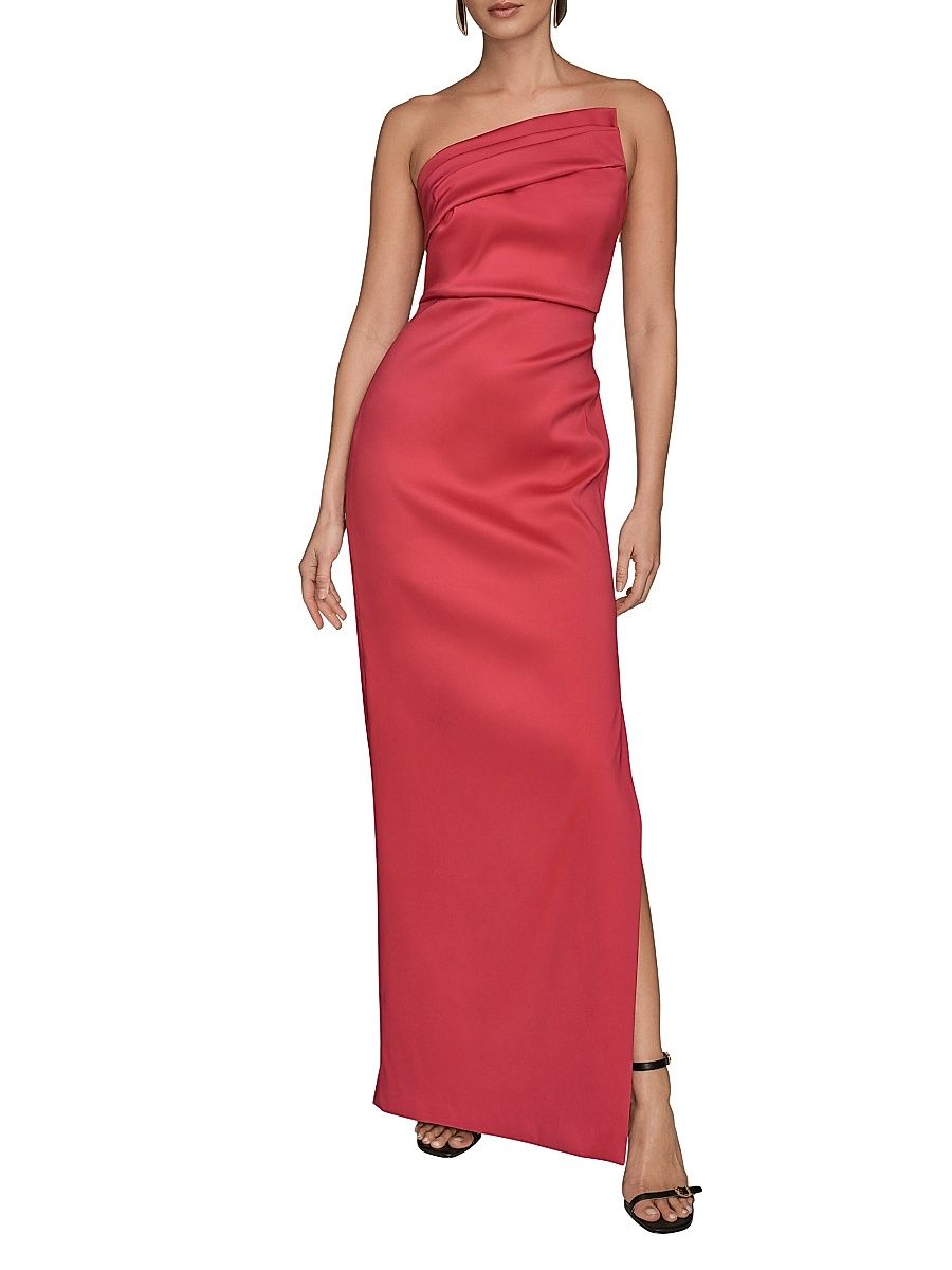 Women's Asymmetric Stretch-Mikado Gown - Magenta - Size 2