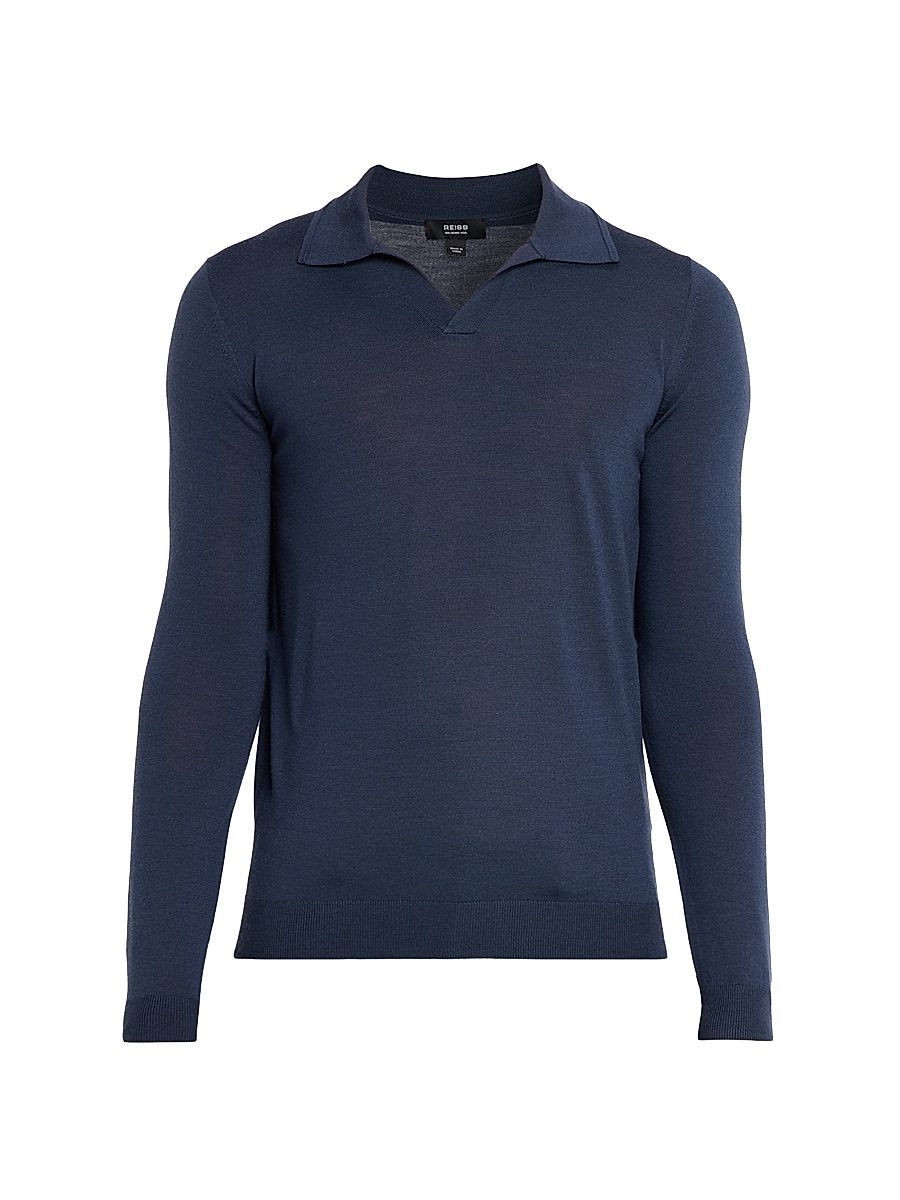 Men's Milburn Merino Wool Johnny Collar Shirt - Midnight - Size XL